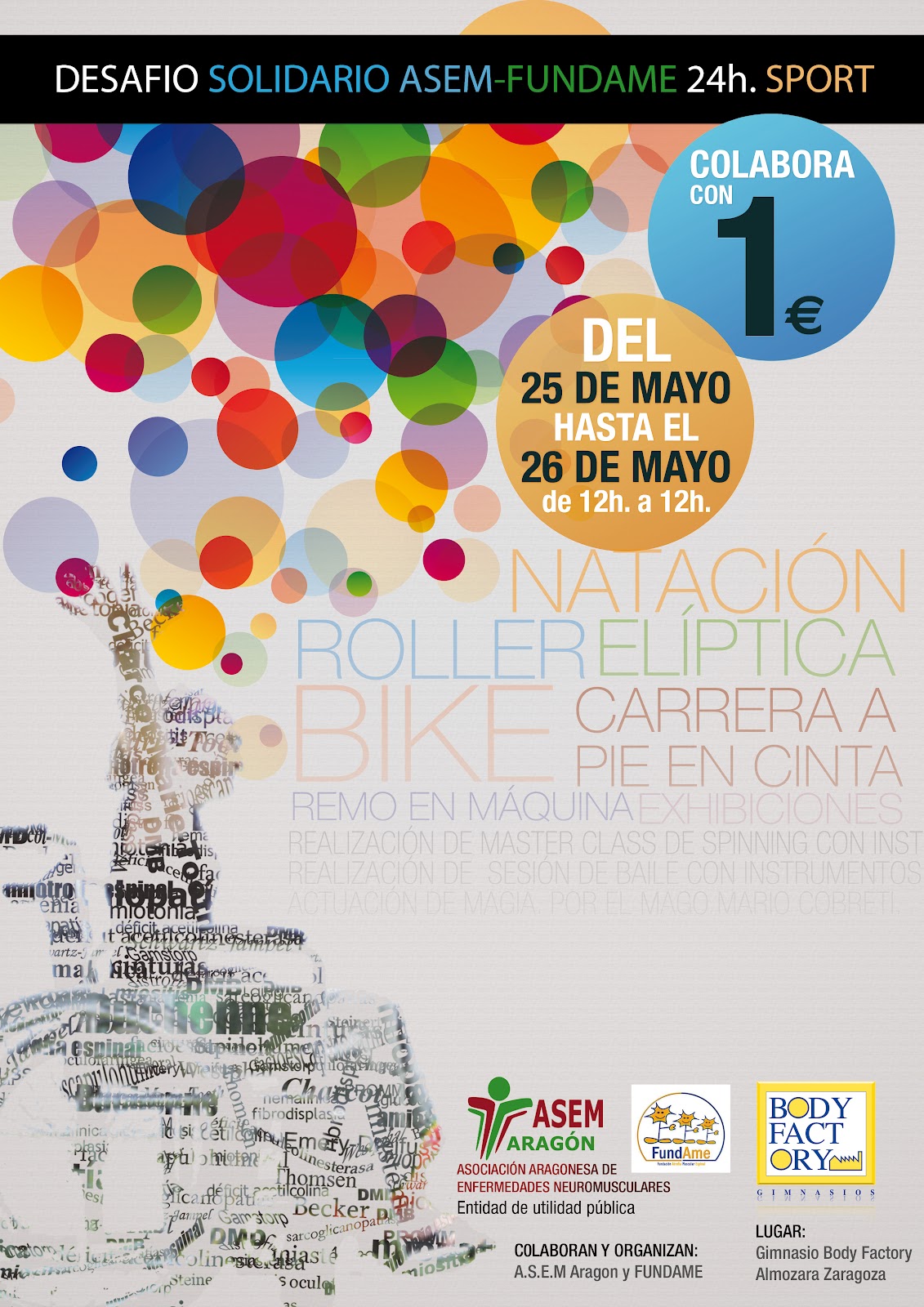 24 horas de actividades deportivas solidarias en Zaragoza a favor de ASEM Aragón y FUNDAME