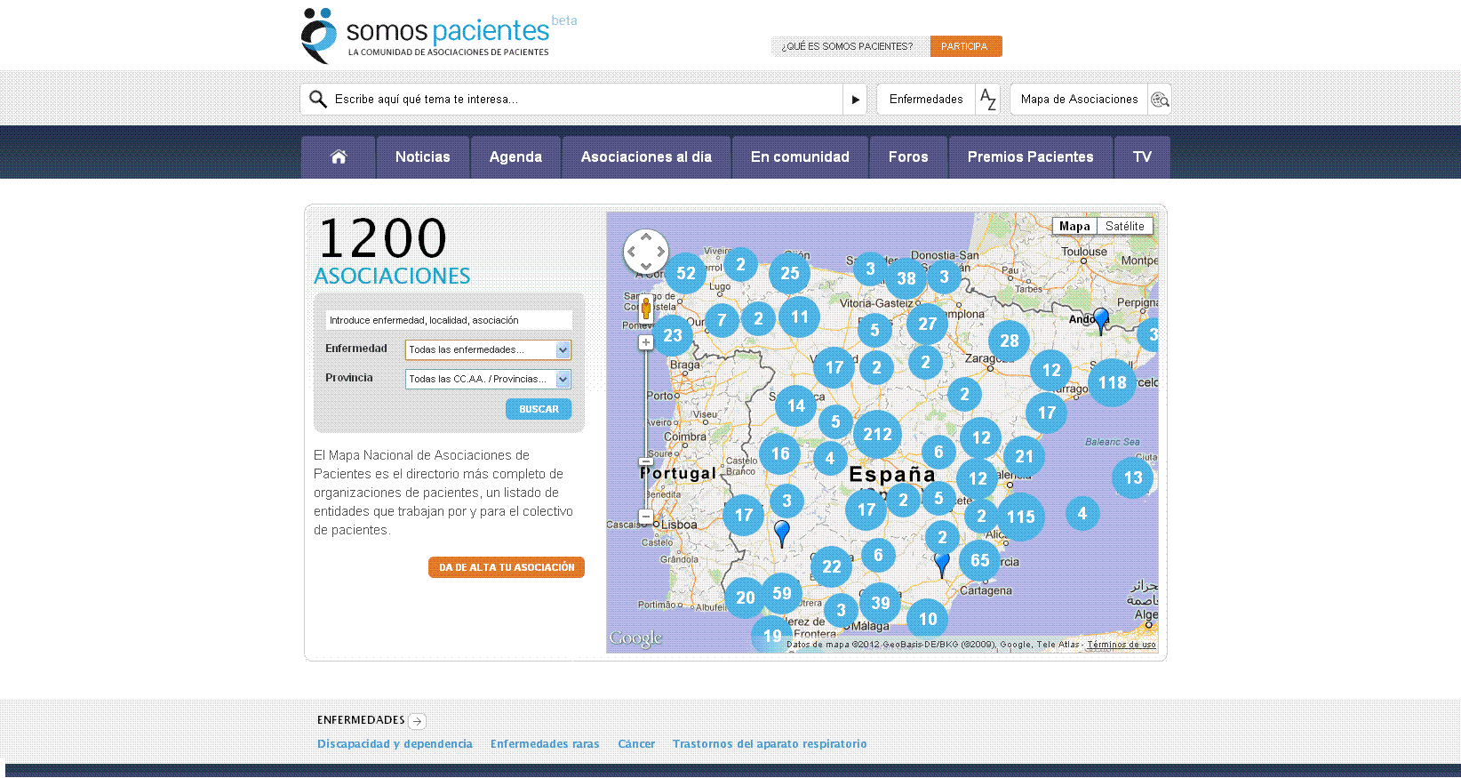 El Mapa de Asociaciones de Somos Pacientes supera ya las 1.200 organizaciones registradas