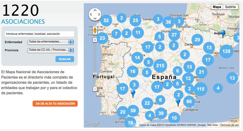 El Mapa de Asociaciones de Somos Pacientes alcanza las 1.220 entidades