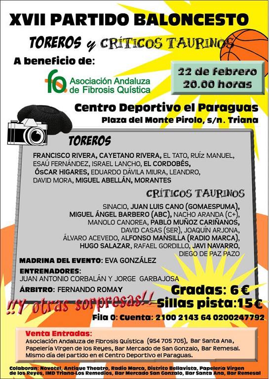 Partido de baloncesto entre toreros y críticos taurinos a favor de la AAFQ