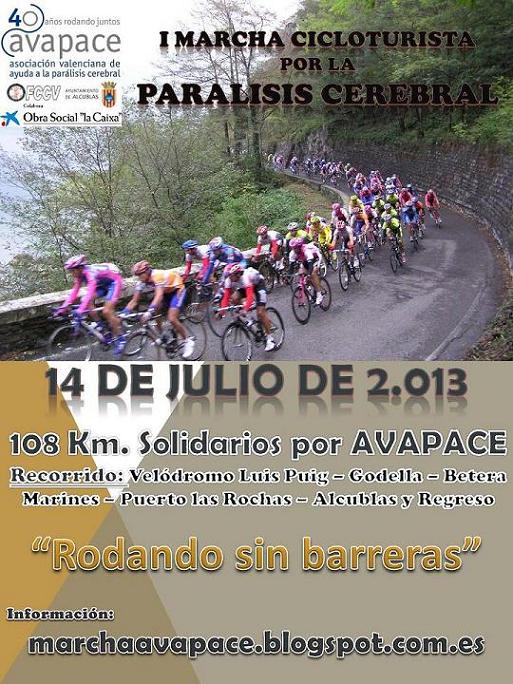 I Marcha Cicloturista AVAPACE, este domingo en Valencia
