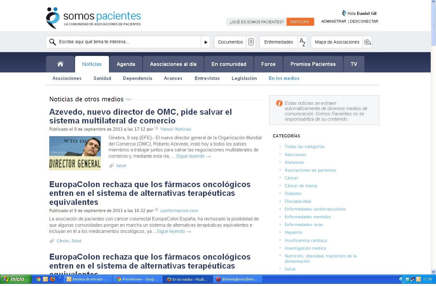 Somos Pacientes estrena un canal de noticias de otros medios sobre salud, ciencia y medicina