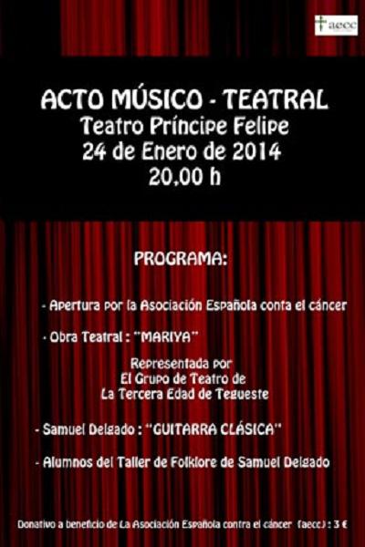 Acto Músico-Teatral a favor de la AECC Tenerife, mañana en Tegueste