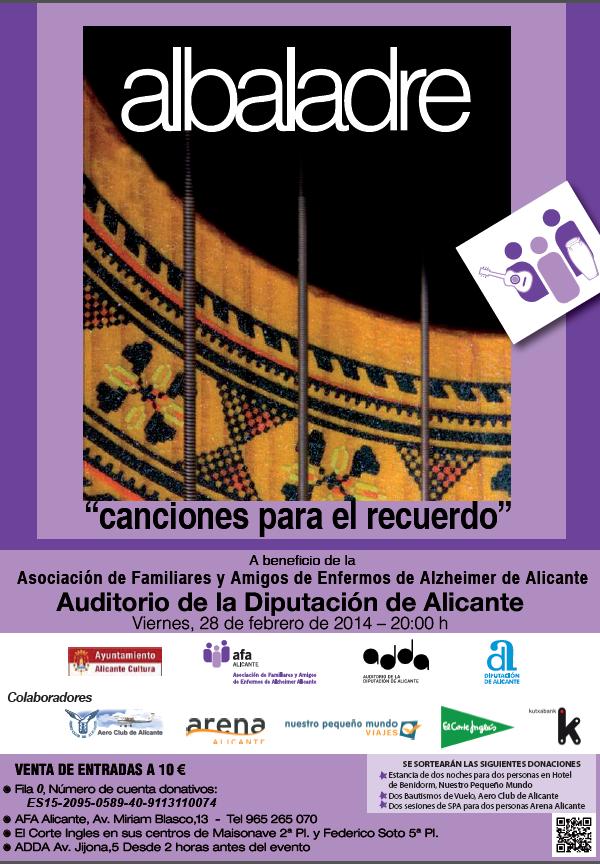 Concierto ‘Canciones para el recuerdo’ de Albaladre a favor de AFA Alicante