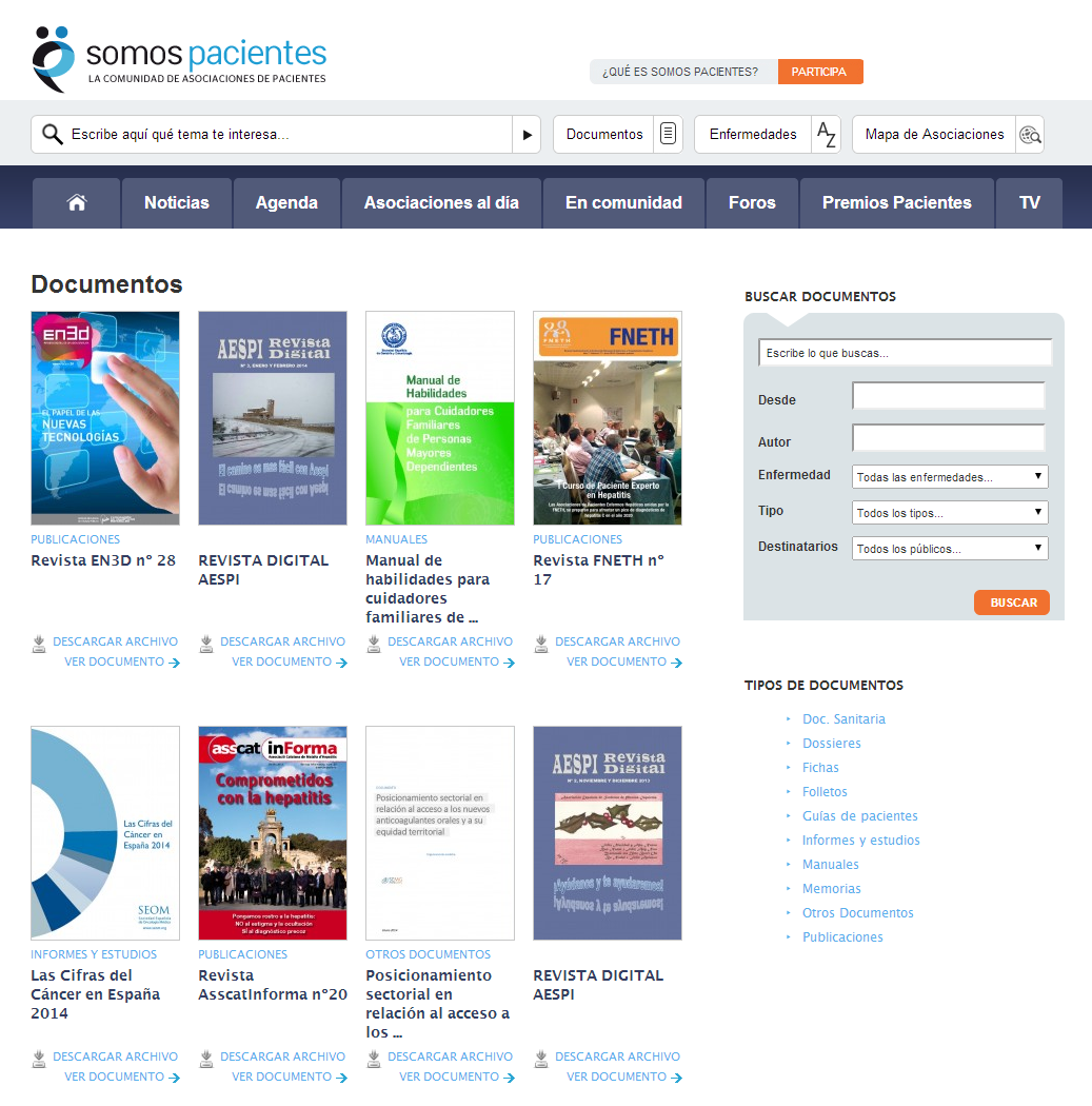 Somos Pacientes incorpora nuevos documentos a su biblioteca