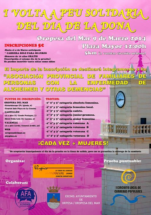 Carrera solidaria a favor de AFA Castellón, este domingo en Oropesa