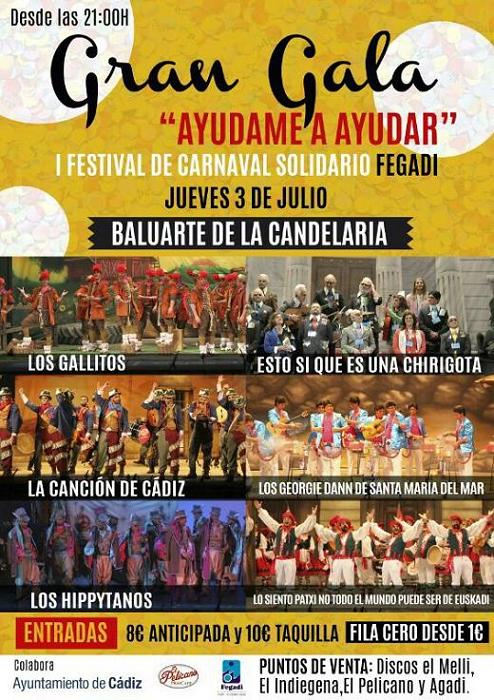 Festival solidario ‘Ayúdame a ayudar’ de FEGADI, el jueves en Cádiz