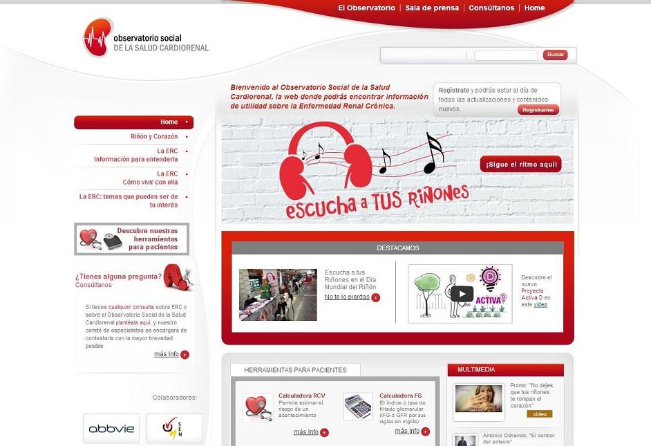 Web del Observatorio Social de la Salud Cardiorenal de Federación ALCER