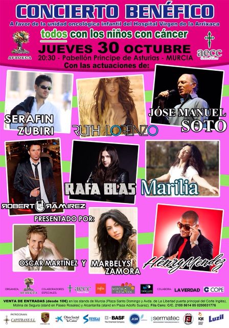 Gala Benéfica ‘Todos con los Niños con Cáncer’, el jueves en Murcia