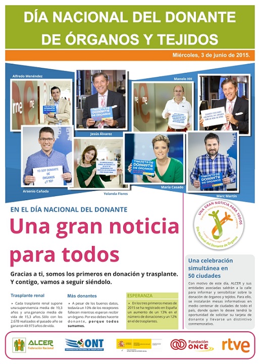 Este miércoles, ‘Una gran noticia para todos’ en el Día Nacional del Donante
