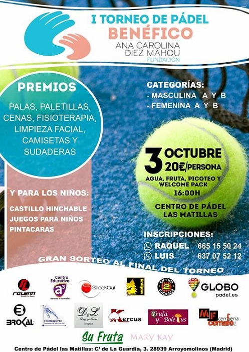 ‘I Torneo de Pádel Benéfico’ a favor de Fundación Ana Carolina Díez Mahou