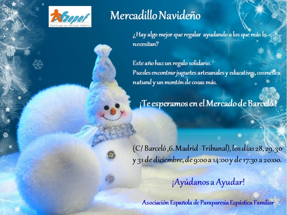 Mercadillo Navideño de AEPEF, del 28 al 31 de diciembre en Madrid