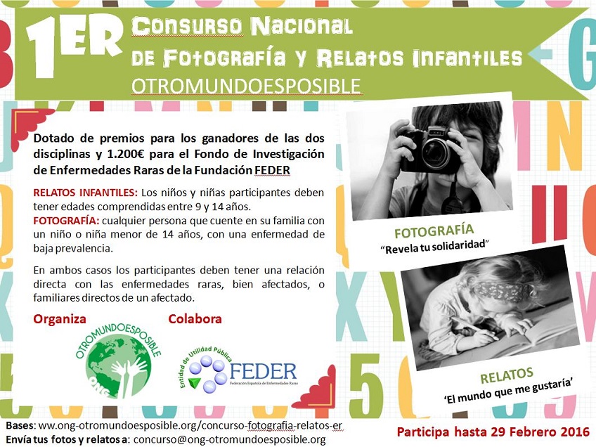 I Concurso de Fotografía y Relatos Infantiles para concienciar sobre las ER