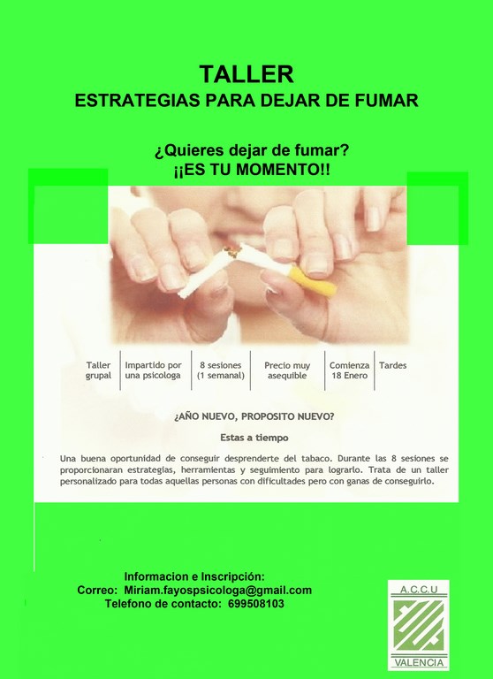 ‘Taller de estrategias para dejar de fumar’ de ACCU Valencia