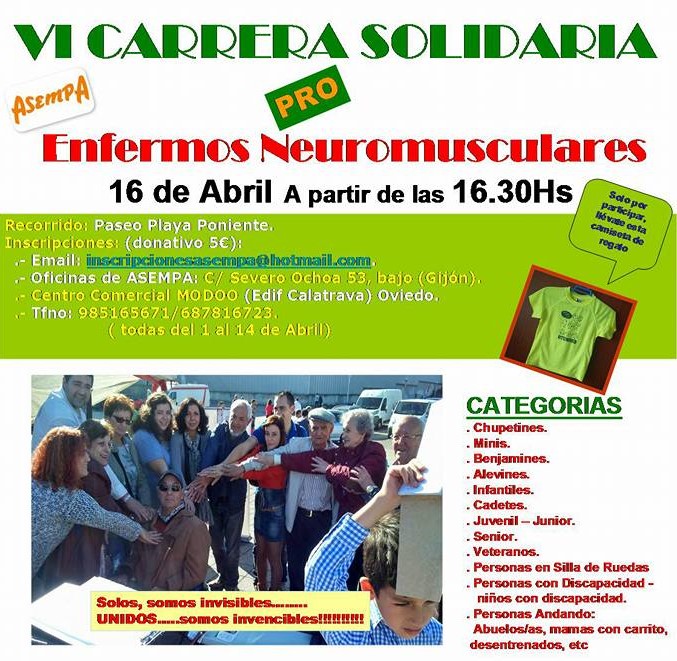 ‘VI Carrera Solidaria con las ENM’ de ASEMPA, el sábado en Gijón