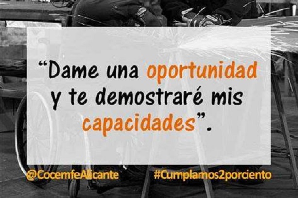 Campaña #Cumplamos2PorCiento de COCEMFE Alicante