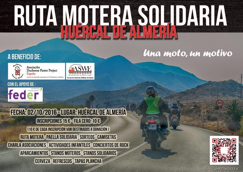 Ruta motera a favor de la DPPE y la ASWE, este domingo en Almería