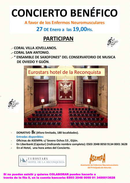 Concierto benéfico a favor de ASEMPA, el próximo viernes en Gijón