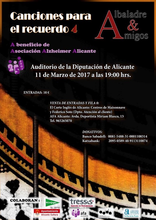 Concierto ‘Canciones para el recuerdo 4’ a beneficio de Alzheimer Alicante