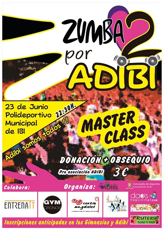 MasterClass de zumba solidaria a favor de ADIBI, mañana viernes en Ibi