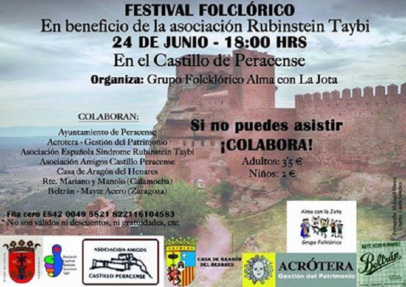 Festival Folclórico a favor de la AESRT, el 24 de junio en el Castillo de Peracense