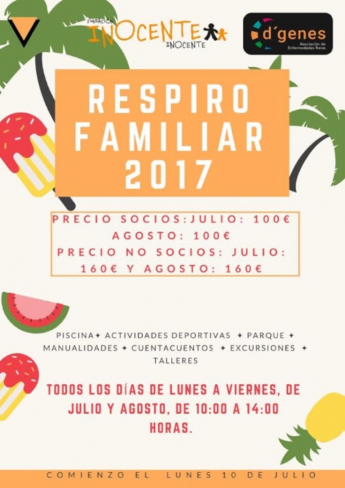 Abierta la inscripción en el programa de Respiro Familiar de Verano D’genes