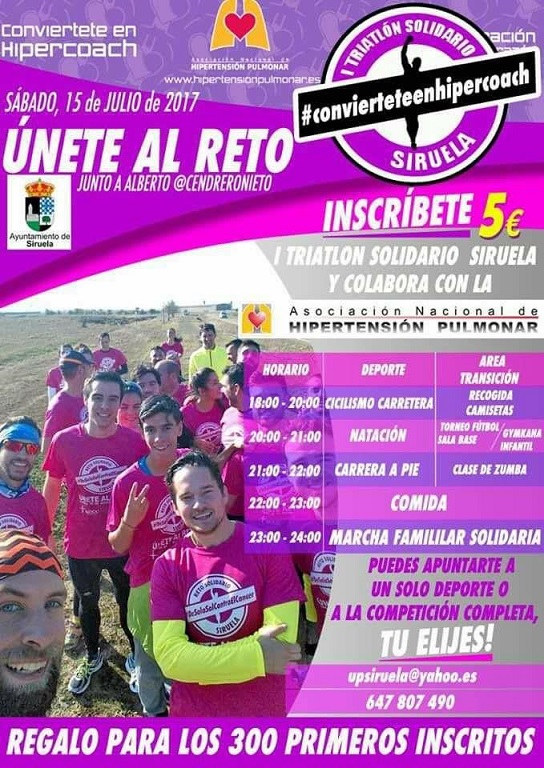 I Triatlón solidario a beneficio de la ANHP, este sábado en Siruela