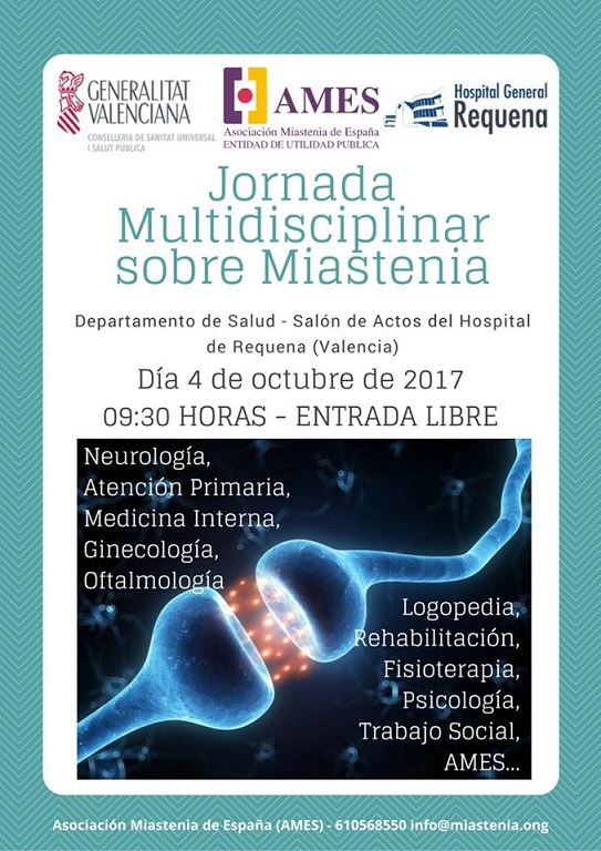 ‘Jornada Multidisciplinar sobre Miastenia’, el 4 de octubre en Requena