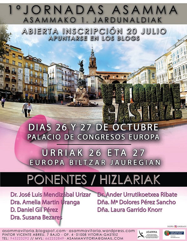 ASAMMA organiza en Vitoria sus ‘I Jornadas sobre el Cáncer de Mama’