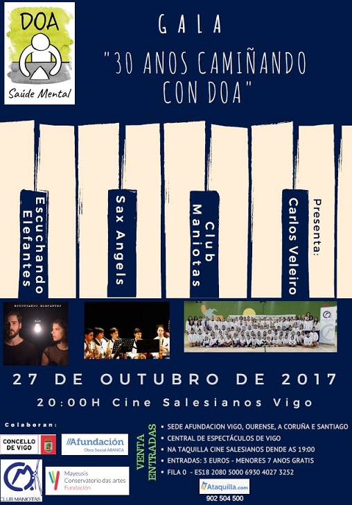 Gala benéfica en Vigo para conmemorar el XXX aniversario de Asociación DOA