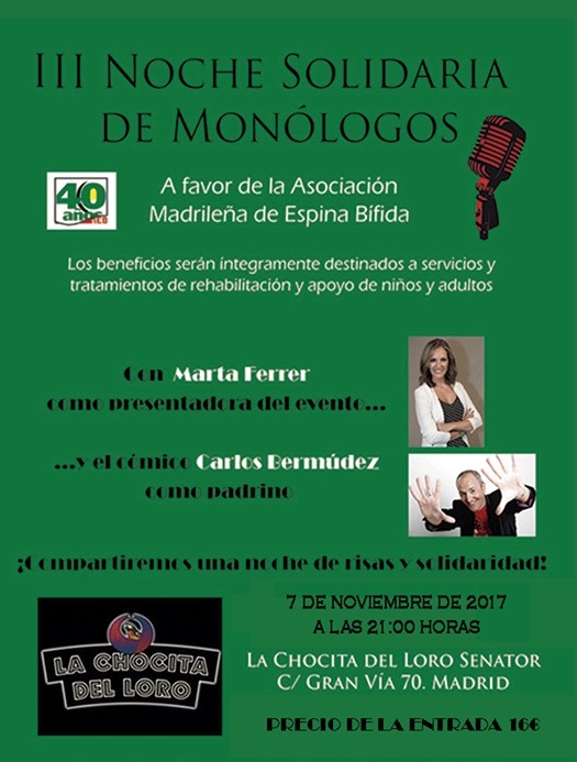III Noche Solidaria de Monólogos de AMEB, el 7 de noviembre en Madrid