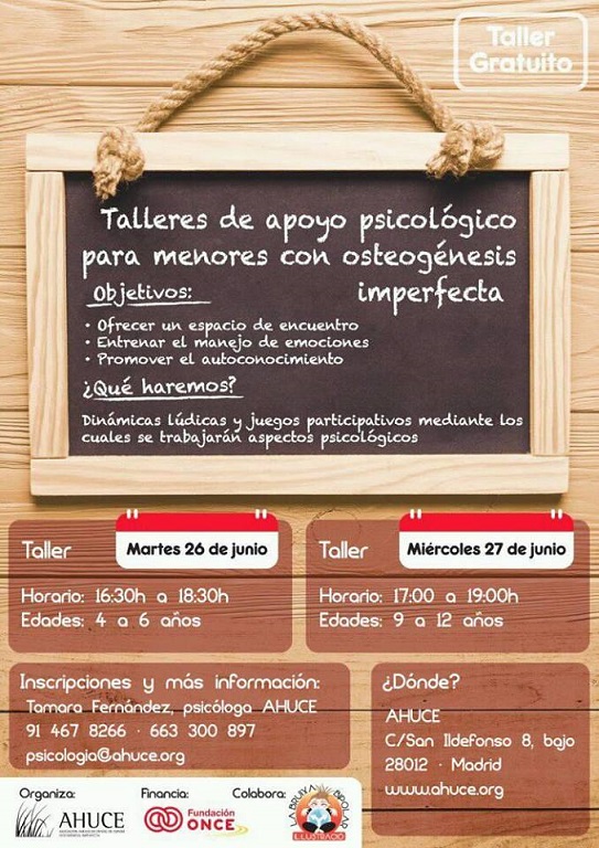 Talleres de apoyo psicológico para menores con osteogénesis imperfecta