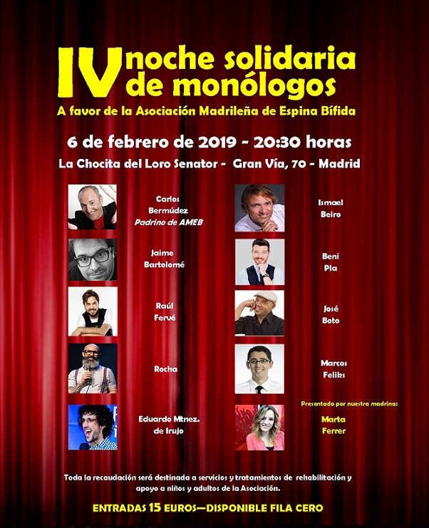 IV Noche Solidaria de Monólogos de AMEB, mañana miércoles en Madrid