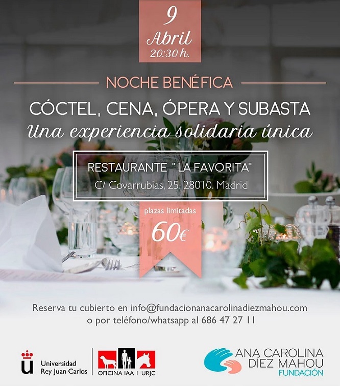 Cóctel, cena, ópera y subasta a favor de Fundación Ana Carolina Díez Mahou