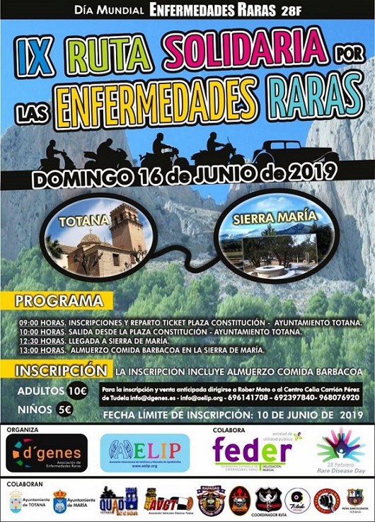 ‘IX Ruta Solidaria por las Enfermedades Raras’, el 16 de junio en Totana
