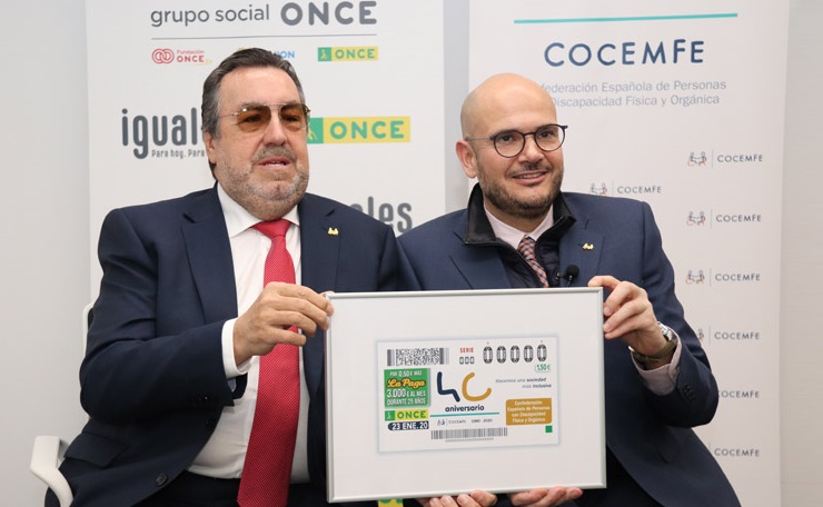 El 40 aniversario de COCEMFE, protagonista del cupón de la ONCE