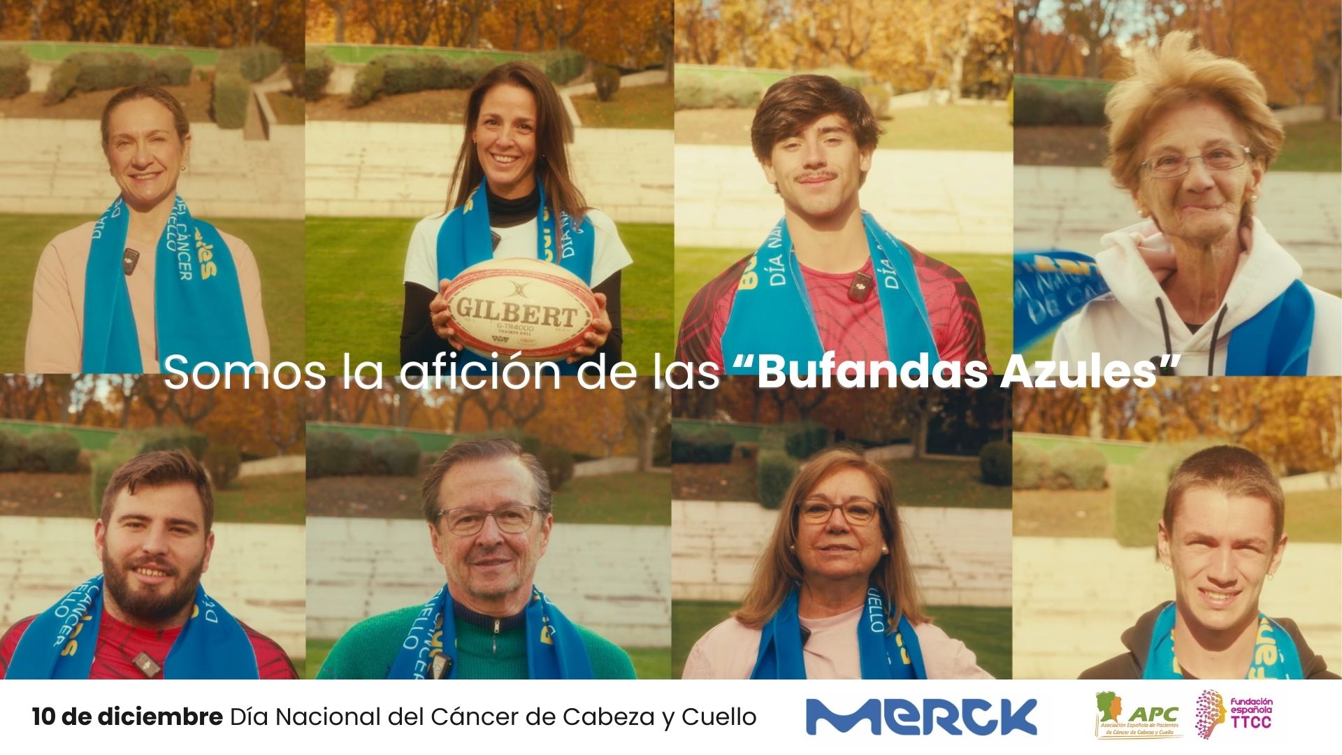 La campaña “Bufandas Azules” une a profesionales del rugby y a pacientes para visibilizar el cáncer de cabeza y cuello